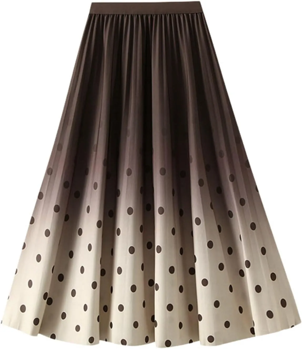 Long Skirts for Women High Waisted Slim Gradient Pleated A Line Skirt Polka Dot Print Midi Skirts for Parties