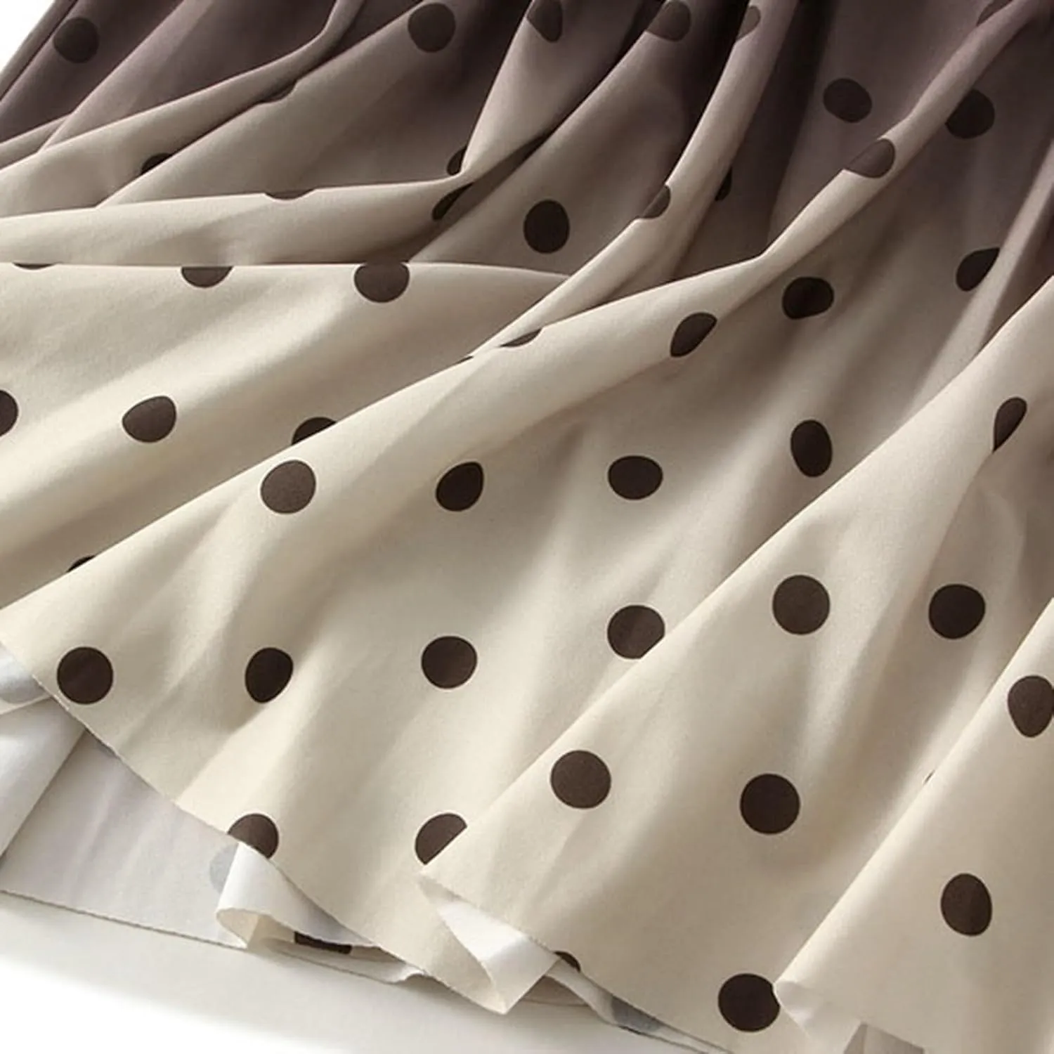 Long Skirts for Women High Waisted Slim Gradient Pleated A Line Skirt Polka Dot Print Midi Skirts for Parties