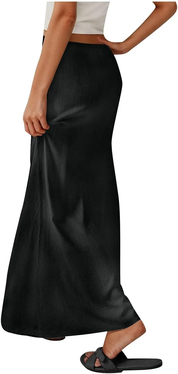 Long Skirts for Women Maxi Women's Trendy Summer 2025 Boho Linen Skirt Womens Vacation Dresses Casual
