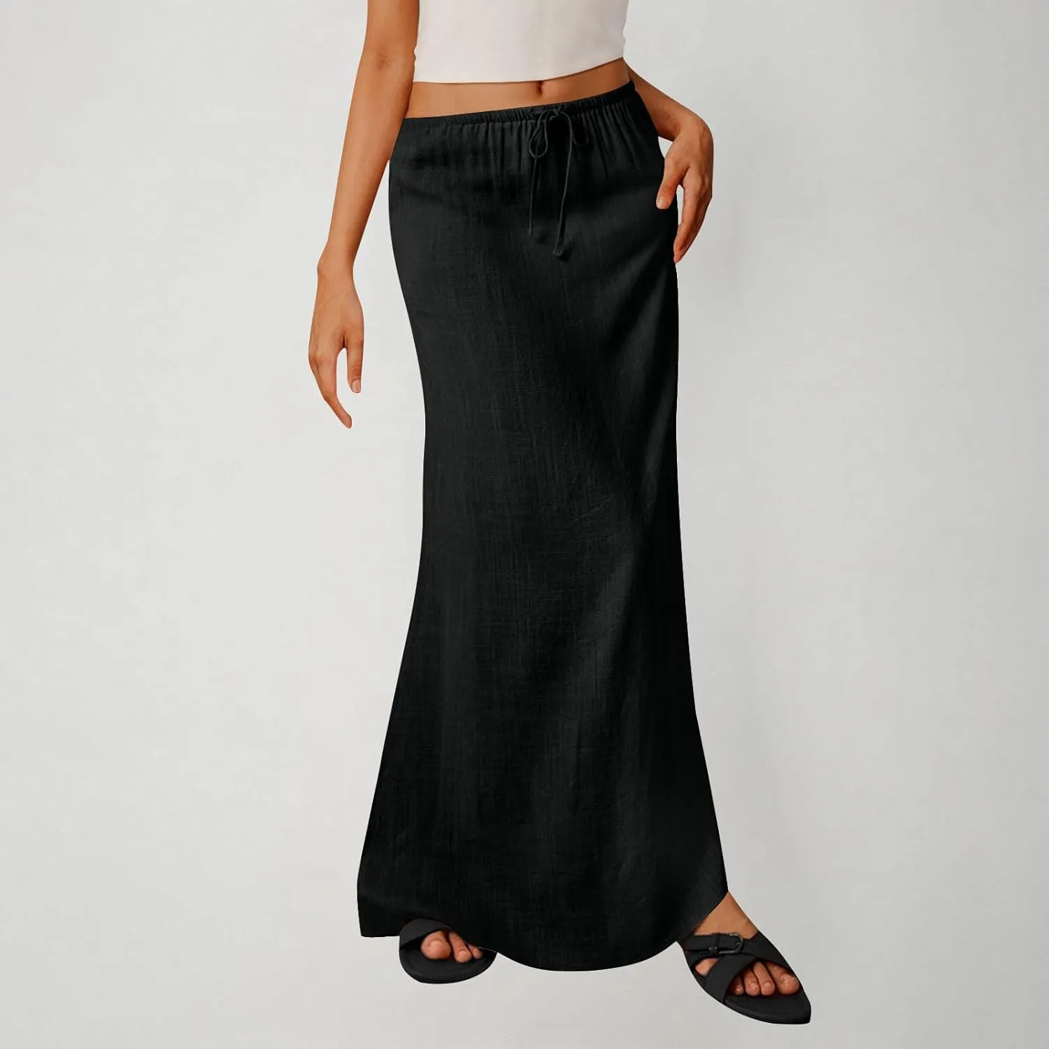 Long Skirts for Women Maxi Women's Trendy Summer 2025 Boho Linen Skirt Womens Vacation Dresses Casual