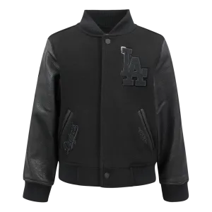LOS ANGELES DODGERS TRIPLE BLACK LITTLE BOYS WOOL VARSITY JACKET (JET BLACK)