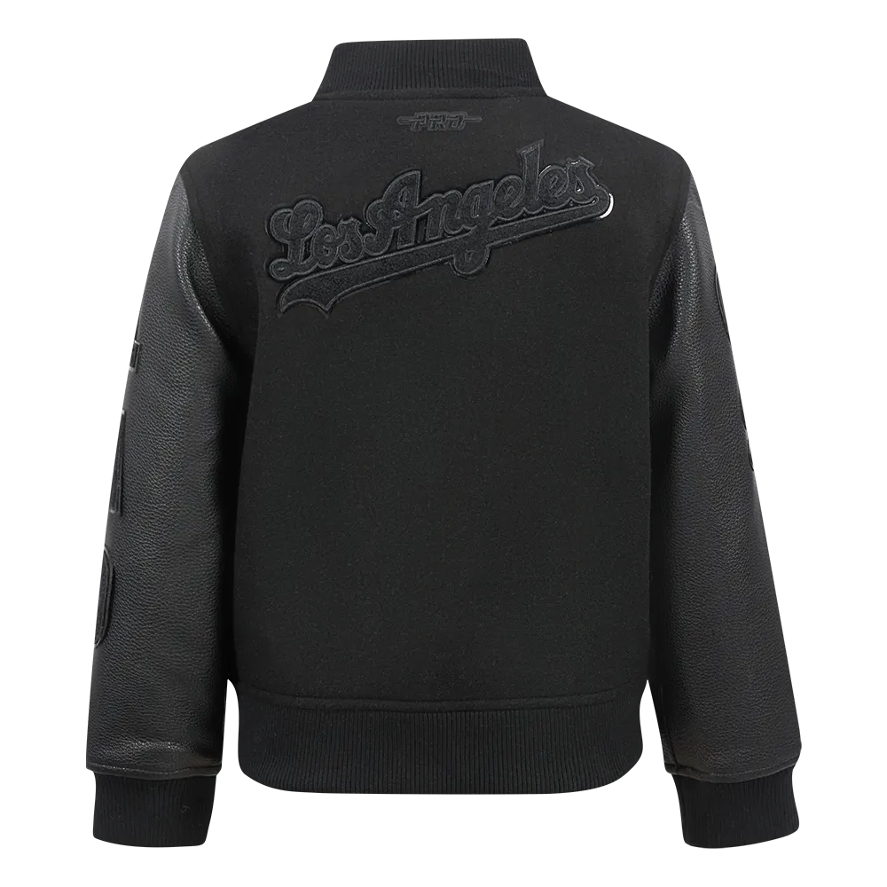 LOS ANGELES DODGERS TRIPLE BLACK LITTLE BOYS WOOL VARSITY JACKET (JET BLACK)