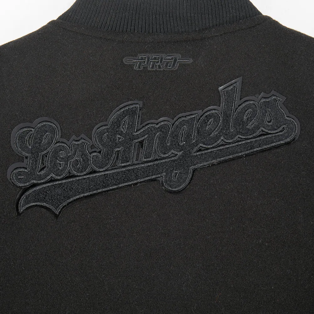 LOS ANGELES DODGERS TRIPLE BLACK LITTLE BOYS WOOL VARSITY JACKET (JET BLACK)