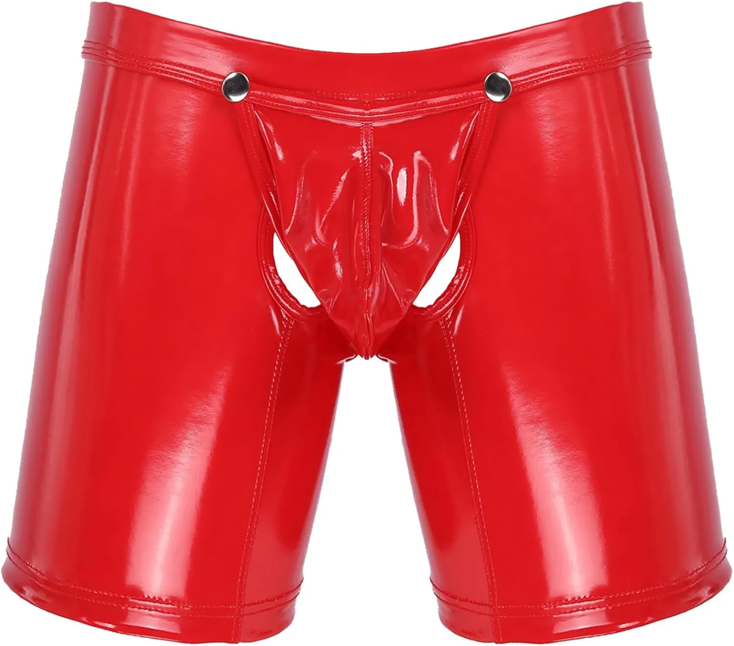 Men's PVC Patent Leather Open Pouch Shorts Latex Boxer Underwear Hollow Out Briefs Boyshorts
