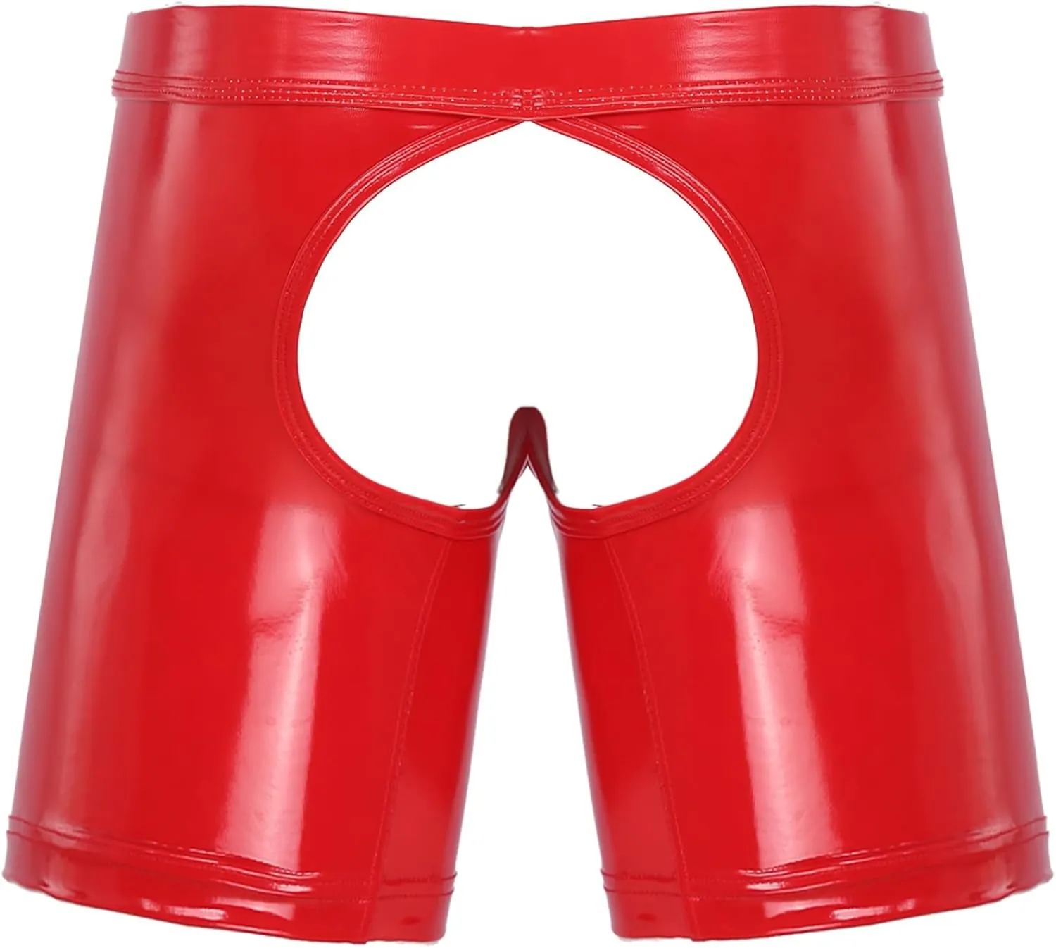 Men's PVC Patent Leather Open Pouch Shorts Latex Boxer Underwear Hollow Out Briefs Boyshorts