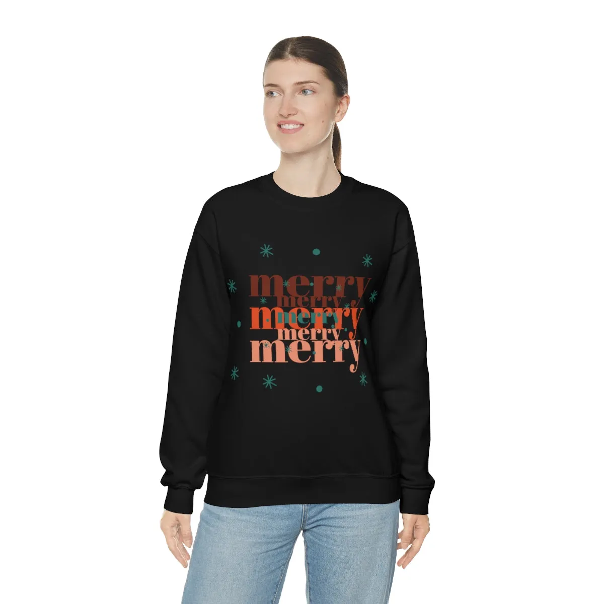 Merry Merry Merry, Christmas, Holiday Sweatshirt, Minimalist Sweatshirt, Oversized VSCO Girl, Tumblr, Unisex Heavy Blend Crewneck