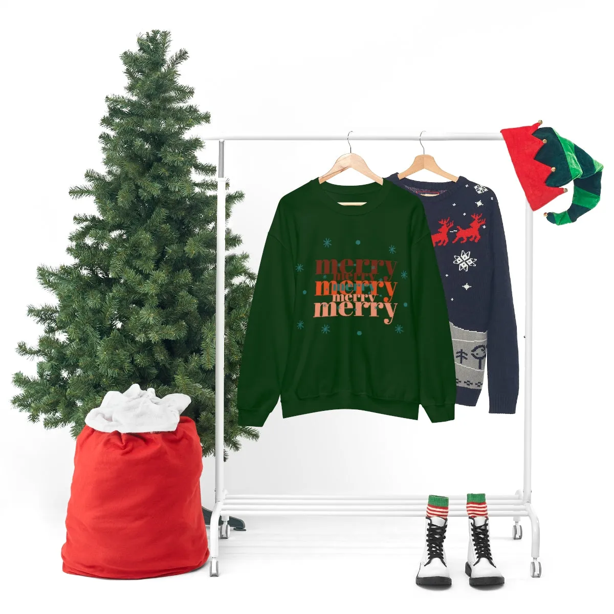 Merry Merry Merry, Christmas, Holiday Sweatshirt, Minimalist Sweatshirt, Oversized VSCO Girl, Tumblr, Unisex Heavy Blend Crewneck