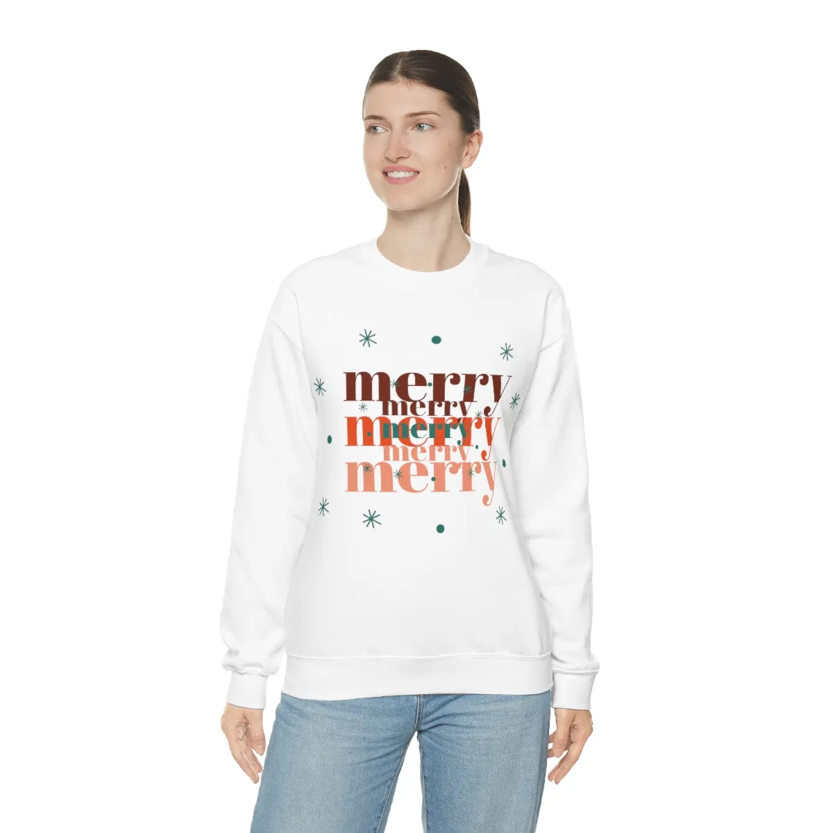 Merry Merry Merry, Christmas, Holiday Sweatshirt, Minimalist Sweatshirt, Oversized VSCO Girl, Tumblr, Unisex Heavy Blend Crewneck