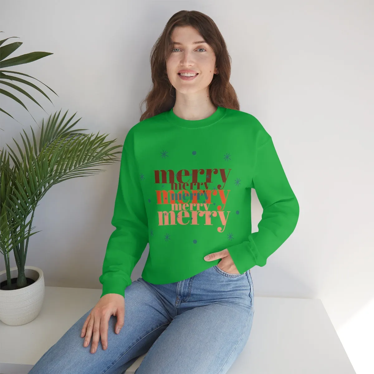 Merry Merry Merry, Christmas, Holiday Sweatshirt, Minimalist Sweatshirt, Oversized VSCO Girl, Tumblr, Unisex Heavy Blend Crewneck