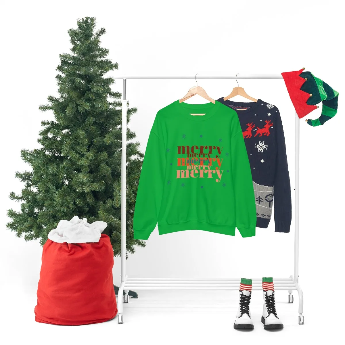 Merry Merry Merry, Christmas, Holiday Sweatshirt, Minimalist Sweatshirt, Oversized VSCO Girl, Tumblr, Unisex Heavy Blend Crewneck
