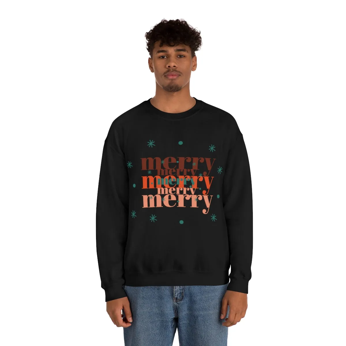 Merry Merry Merry, Christmas, Holiday Sweatshirt, Minimalist Sweatshirt, Oversized VSCO Girl, Tumblr, Unisex Heavy Blend Crewneck