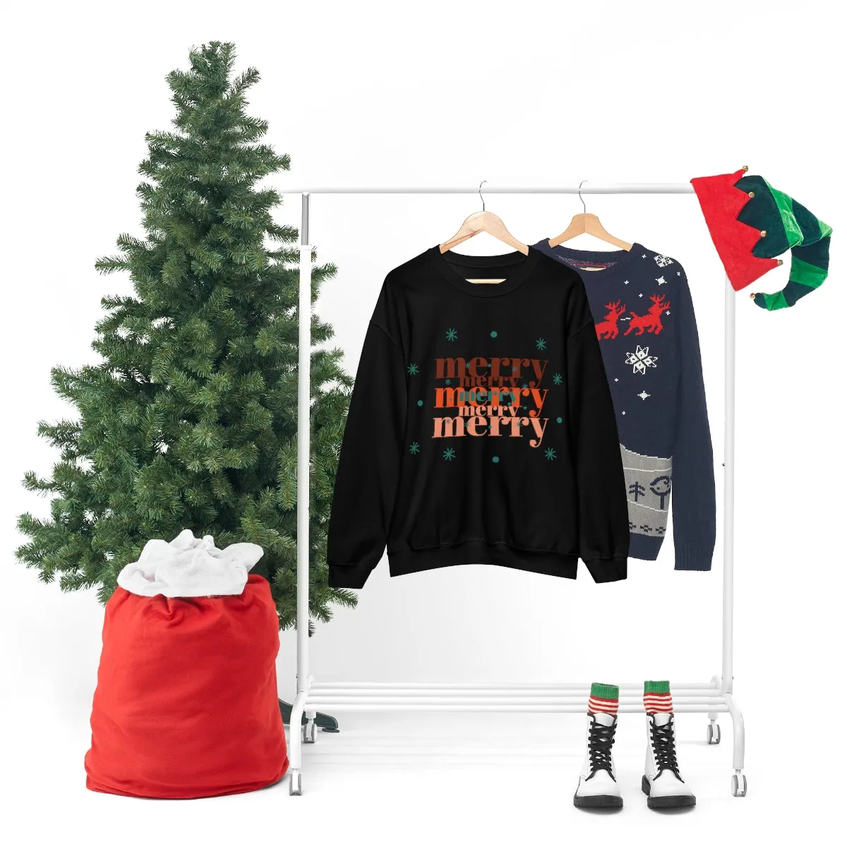 Merry Merry Merry, Christmas, Holiday Sweatshirt, Minimalist Sweatshirt, Oversized VSCO Girl, Tumblr, Unisex Heavy Blend Crewneck