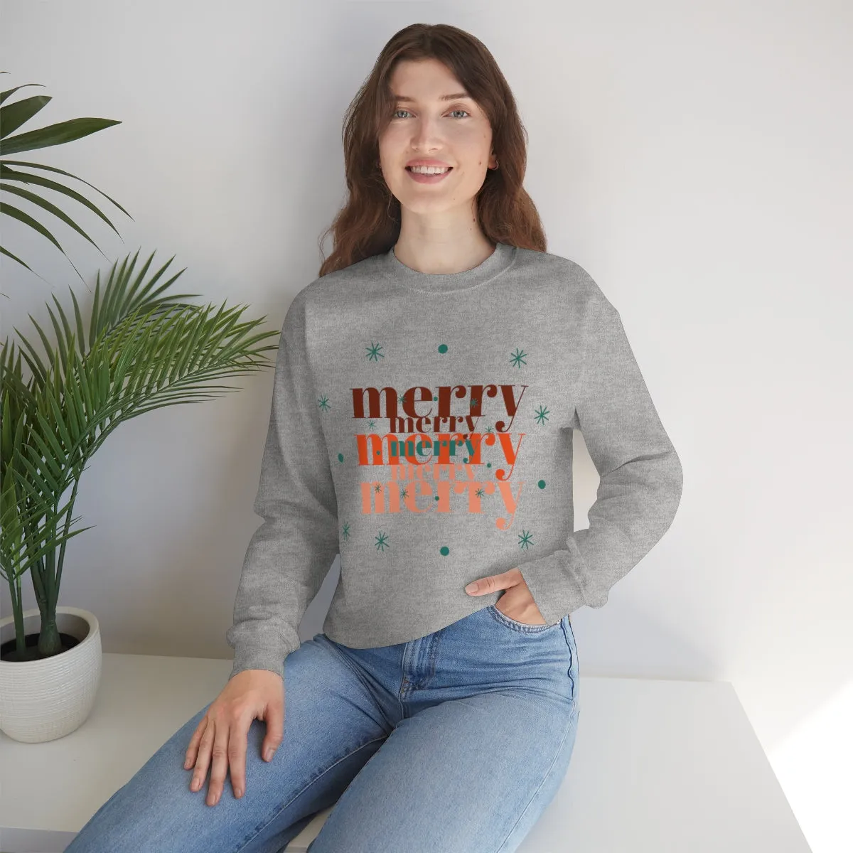 Merry Merry Merry, Christmas, Holiday Sweatshirt, Minimalist Sweatshirt, Oversized VSCO Girl, Tumblr, Unisex Heavy Blend Crewneck