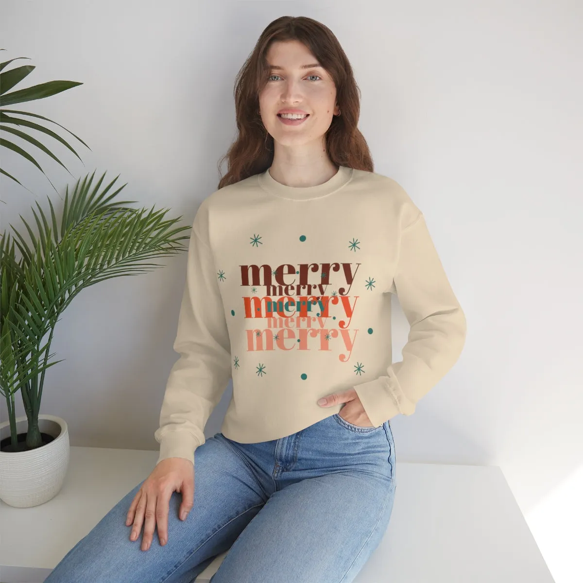 Merry Merry Merry, Christmas, Holiday Sweatshirt, Minimalist Sweatshirt, Oversized VSCO Girl, Tumblr, Unisex Heavy Blend Crewneck