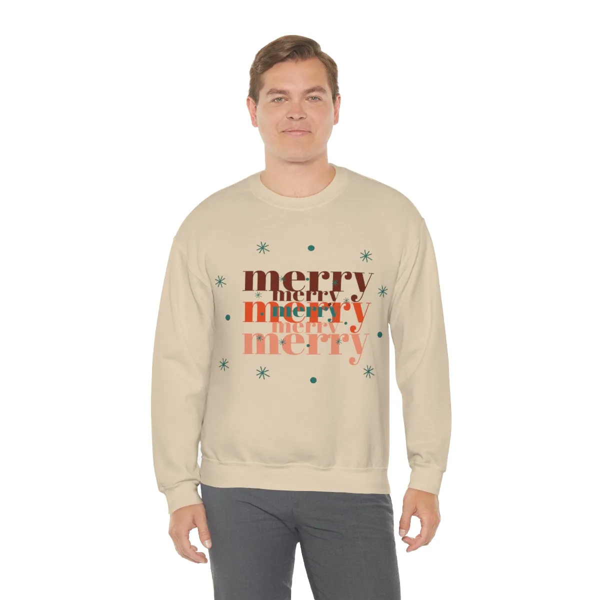 Merry Merry Merry, Christmas, Holiday Sweatshirt, Minimalist Sweatshirt, Oversized VSCO Girl, Tumblr, Unisex Heavy Blend Crewneck