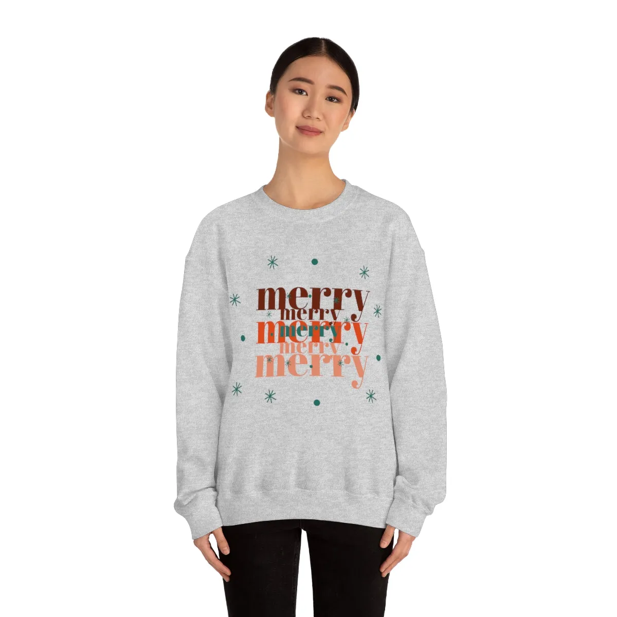 Merry Merry Merry, Christmas, Holiday Sweatshirt, Minimalist Sweatshirt, Oversized VSCO Girl, Tumblr, Unisex Heavy Blend Crewneck