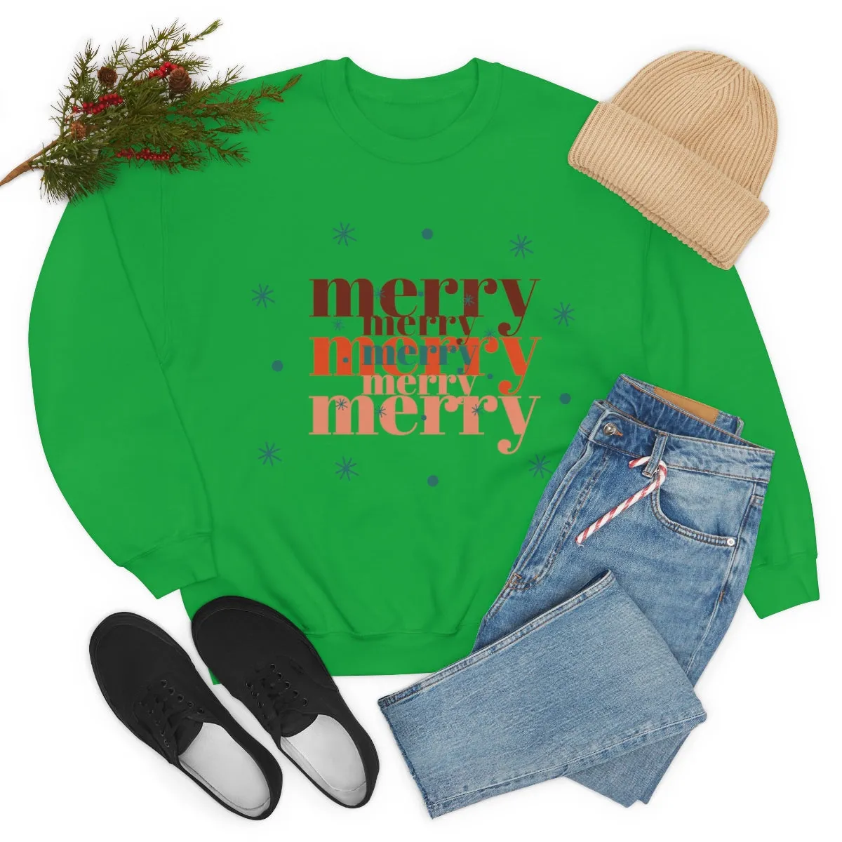 Merry Merry Merry, Christmas, Holiday Sweatshirt, Minimalist Sweatshirt, Oversized VSCO Girl, Tumblr, Unisex Heavy Blend Crewneck