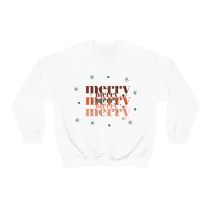 Merry Merry Merry, Christmas, Holiday Sweatshirt, Minimalist Sweatshirt, Oversized VSCO Girl, Tumblr, Unisex Heavy Blend Crewneck