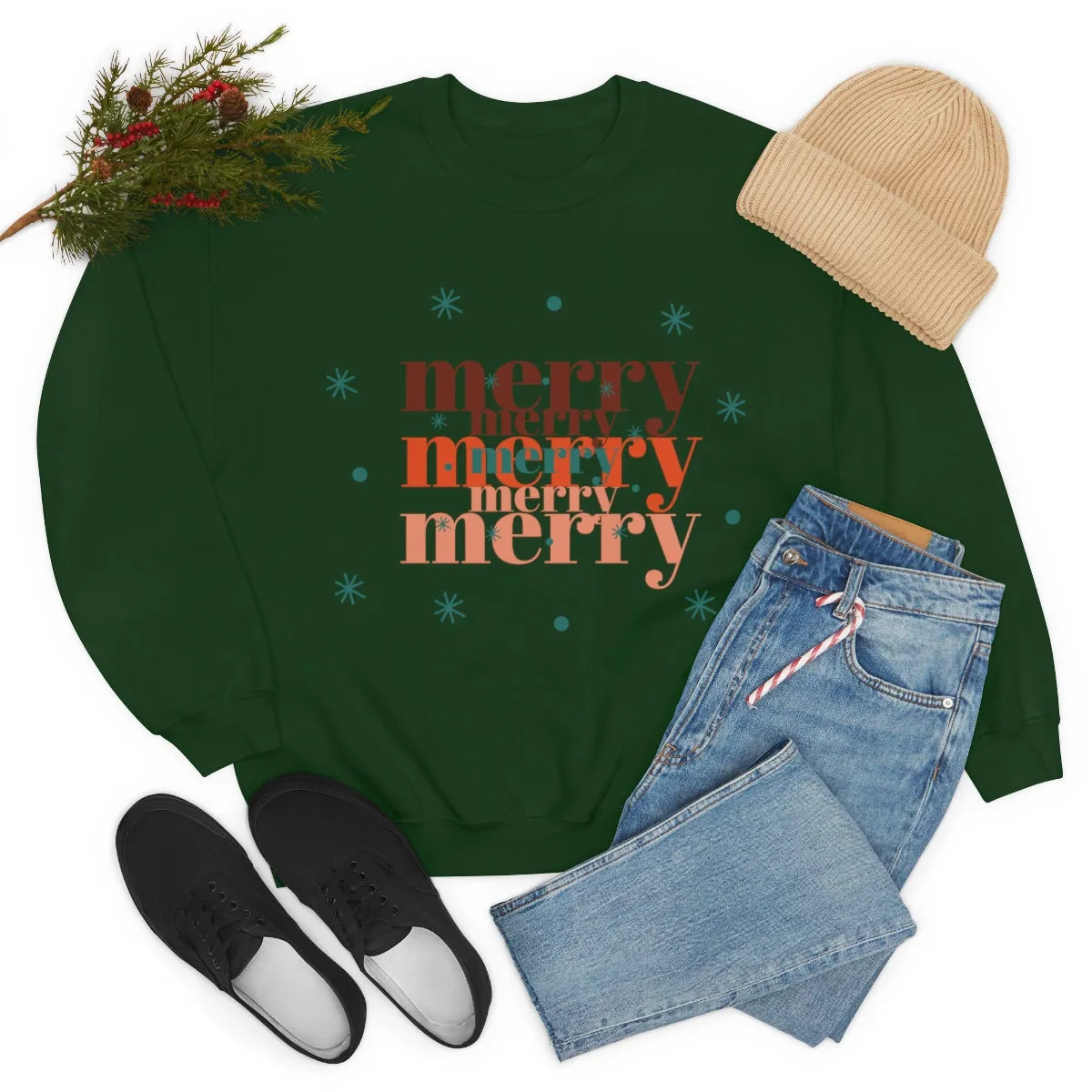 Merry Merry Merry, Christmas, Holiday Sweatshirt, Minimalist Sweatshirt, Oversized VSCO Girl, Tumblr, Unisex Heavy Blend Crewneck