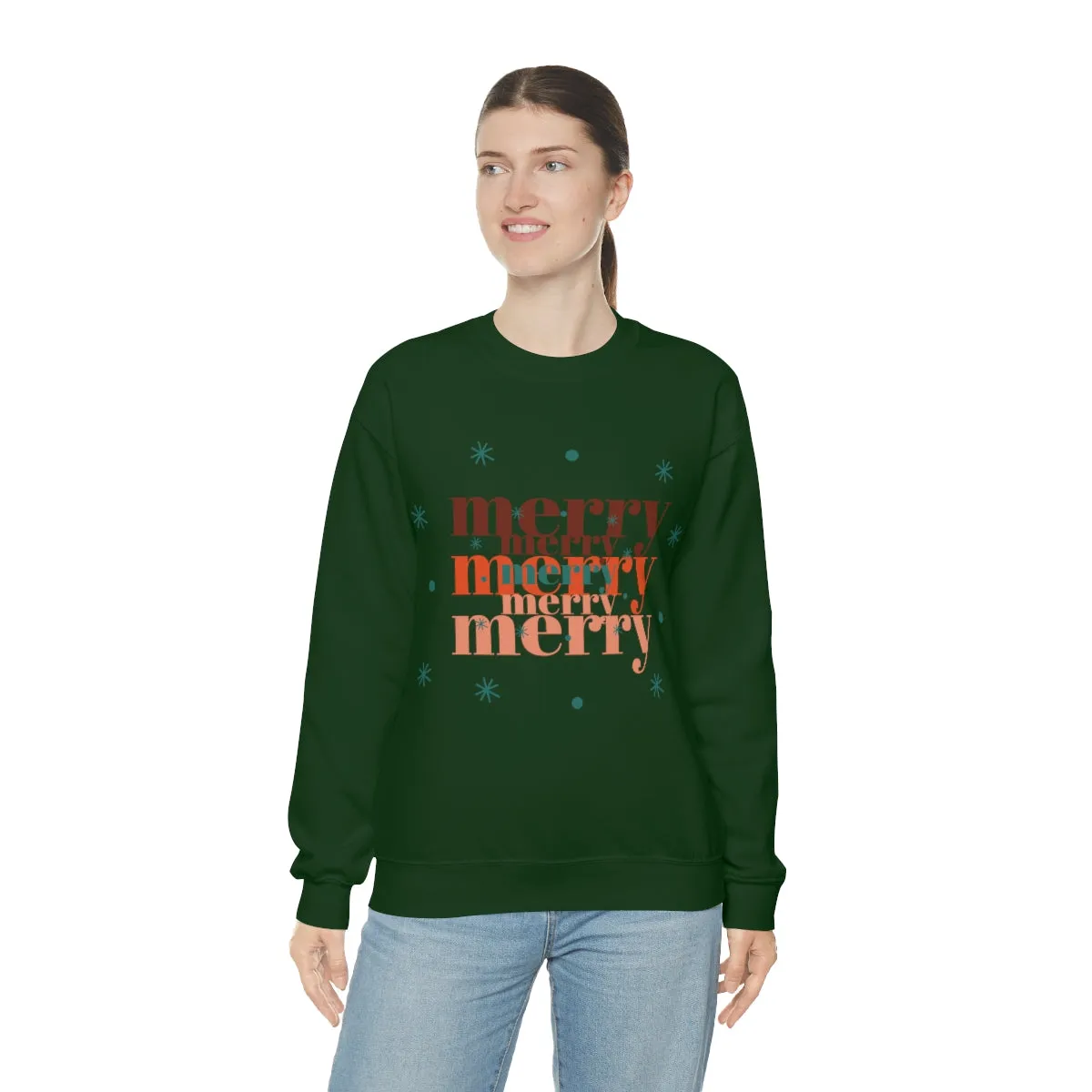 Merry Merry Merry, Christmas, Holiday Sweatshirt, Minimalist Sweatshirt, Oversized VSCO Girl, Tumblr, Unisex Heavy Blend Crewneck