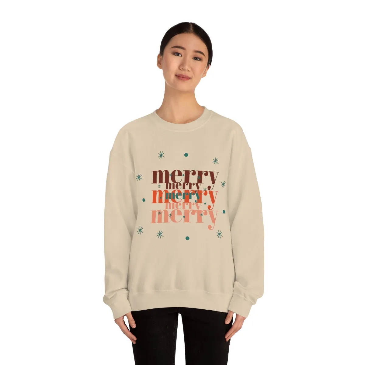Merry Merry Merry, Christmas, Holiday Sweatshirt, Minimalist Sweatshirt, Oversized VSCO Girl, Tumblr, Unisex Heavy Blend Crewneck