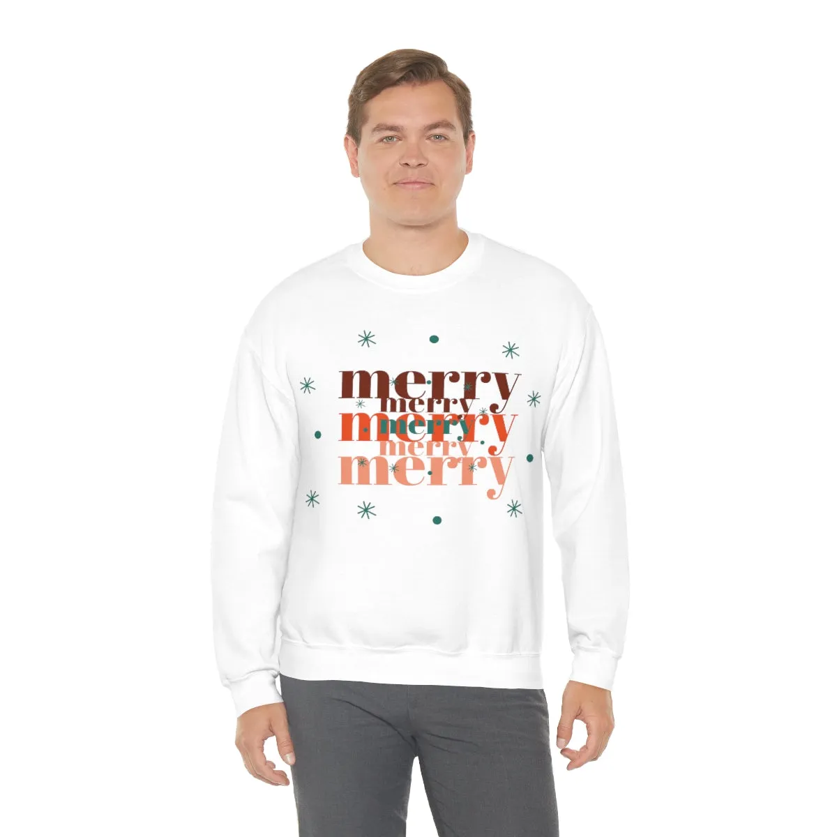 Merry Merry Merry, Christmas, Holiday Sweatshirt, Minimalist Sweatshirt, Oversized VSCO Girl, Tumblr, Unisex Heavy Blend Crewneck