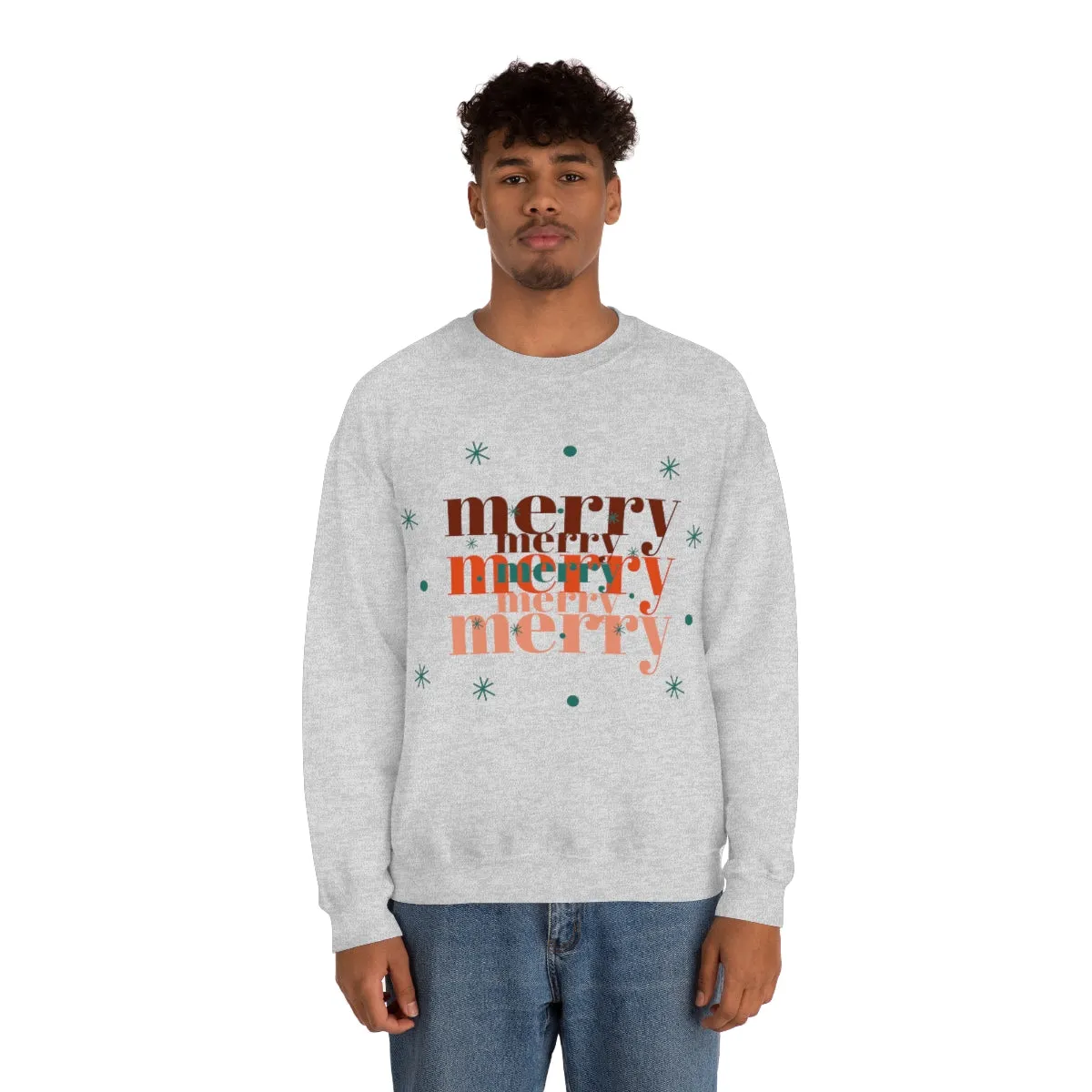 Merry Merry Merry, Christmas, Holiday Sweatshirt, Minimalist Sweatshirt, Oversized VSCO Girl, Tumblr, Unisex Heavy Blend Crewneck