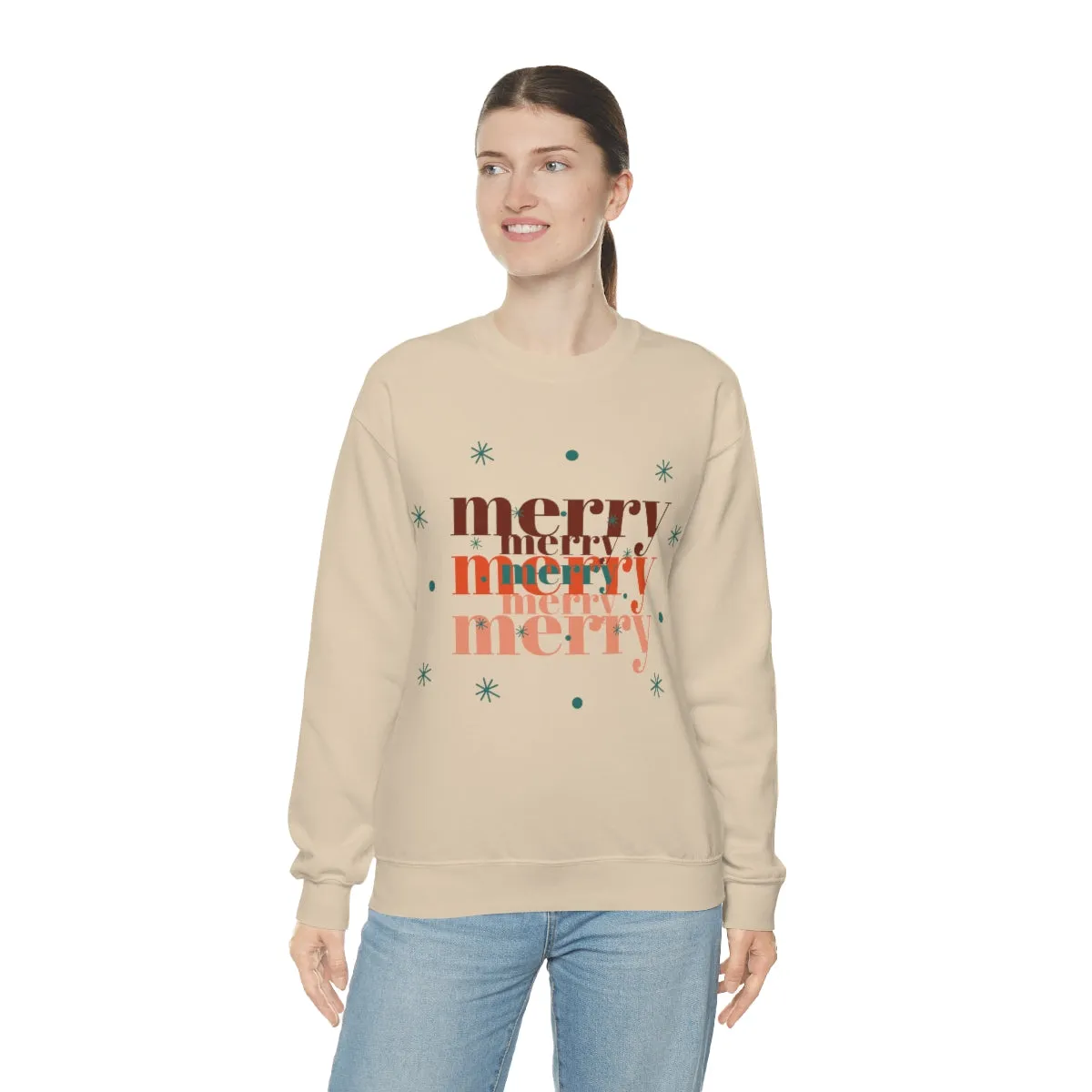 Merry Merry Merry, Christmas, Holiday Sweatshirt, Minimalist Sweatshirt, Oversized VSCO Girl, Tumblr, Unisex Heavy Blend Crewneck