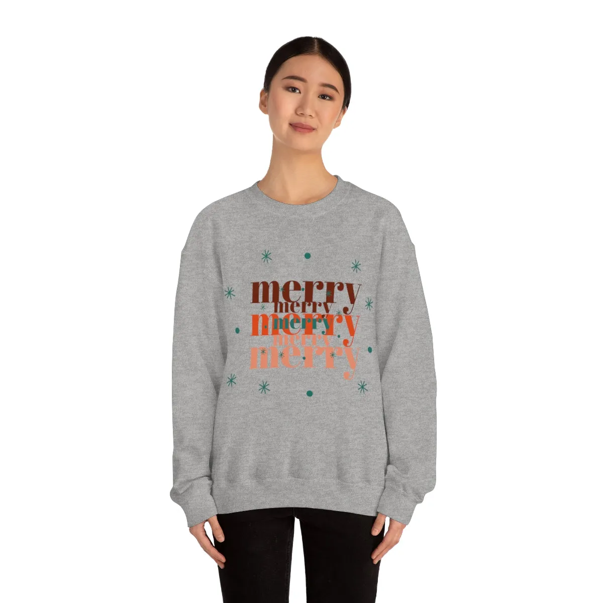 Merry Merry Merry, Christmas, Holiday Sweatshirt, Minimalist Sweatshirt, Oversized VSCO Girl, Tumblr, Unisex Heavy Blend Crewneck