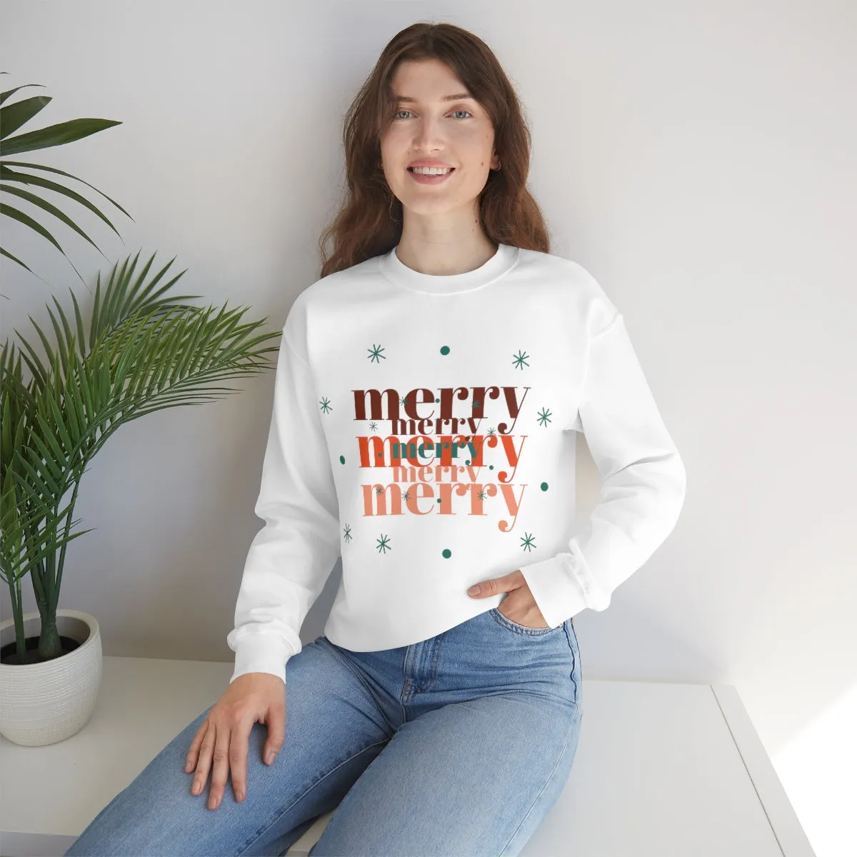 Merry Merry Merry, Christmas, Holiday Sweatshirt, Minimalist Sweatshirt, Oversized VSCO Girl, Tumblr, Unisex Heavy Blend Crewneck