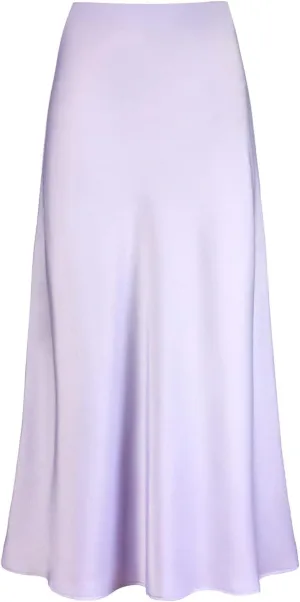 Midi Skirts for Women High Waist Soft Silk Satin Back Zipper Summer Casual Midi Length Flowy Pleated Elastic Skirt