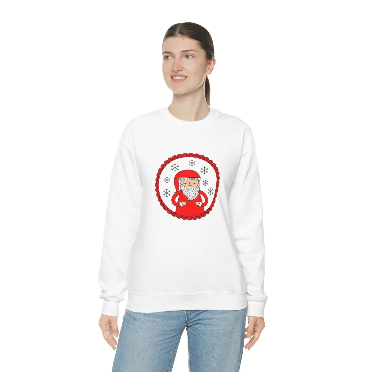 Minimalist Santa Claus Sweatshirt, Santa Sweatshirt, Trendy Noel Minimalist Christmas Sweatshirt, Xmas Santa Crewneck Top, Red Holiday Top