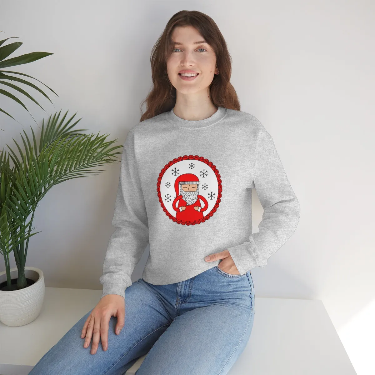 Minimalist Santa Claus Sweatshirt, Santa Sweatshirt, Trendy Noel Minimalist Christmas Sweatshirt, Xmas Santa Crewneck Top, Red Holiday Top
