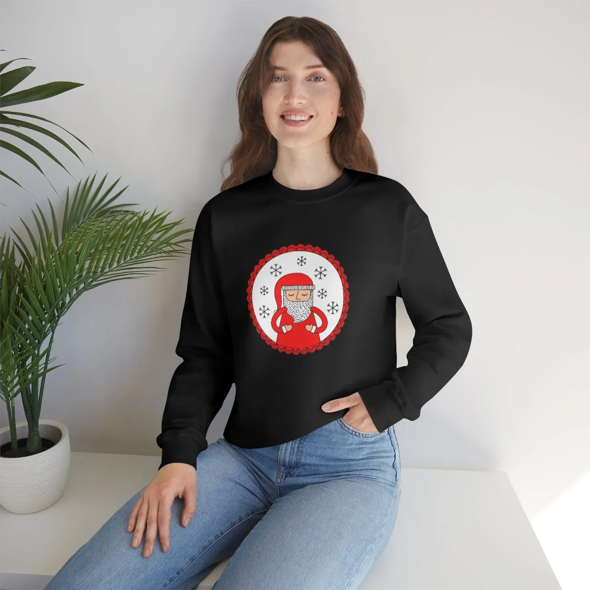 Minimalist Santa Claus Sweatshirt, Santa Sweatshirt, Trendy Noel Minimalist Christmas Sweatshirt, Xmas Santa Crewneck Top, Red Holiday Top