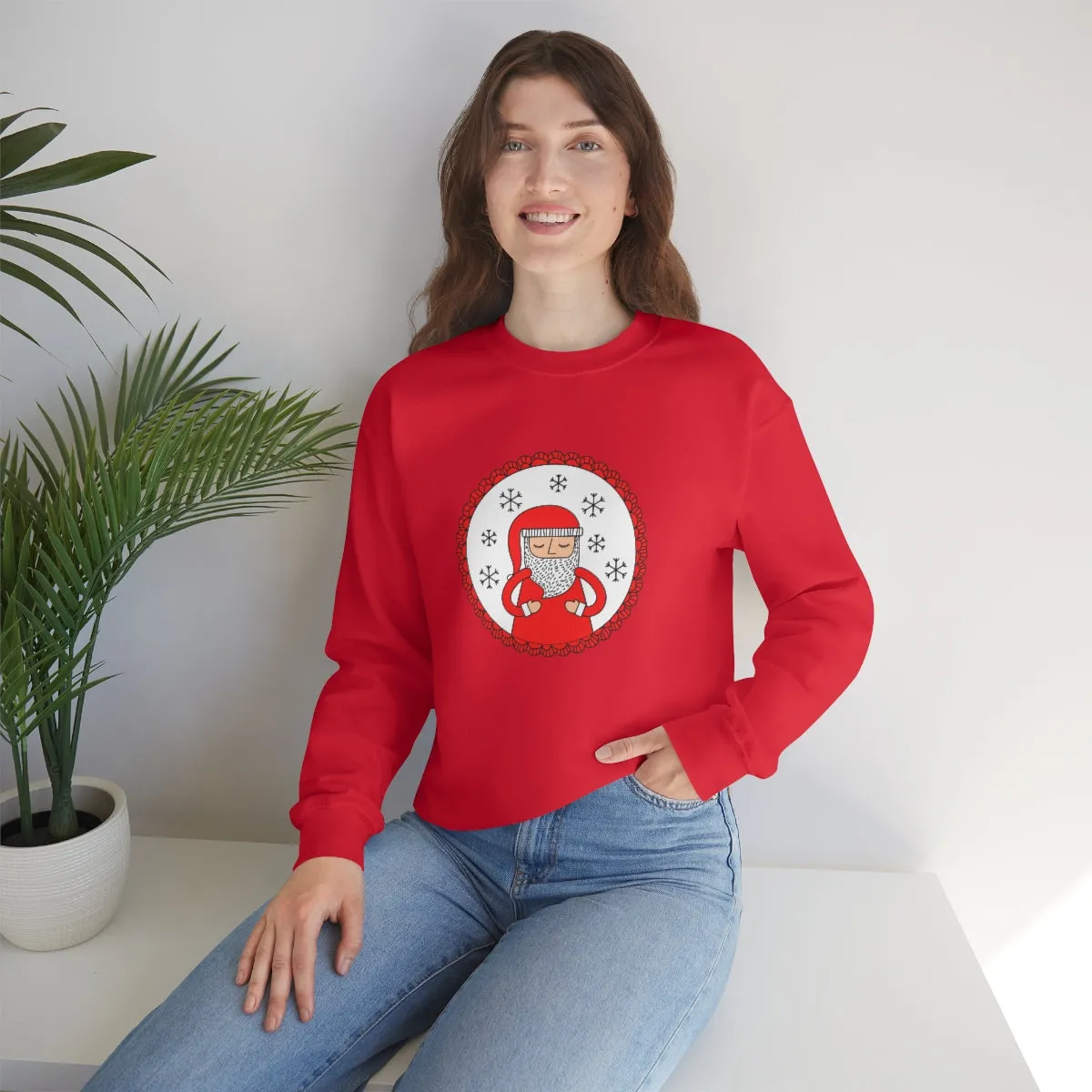 Minimalist Santa Claus Sweatshirt, Santa Sweatshirt, Trendy Noel Minimalist Christmas Sweatshirt, Xmas Santa Crewneck Top, Red Holiday Top