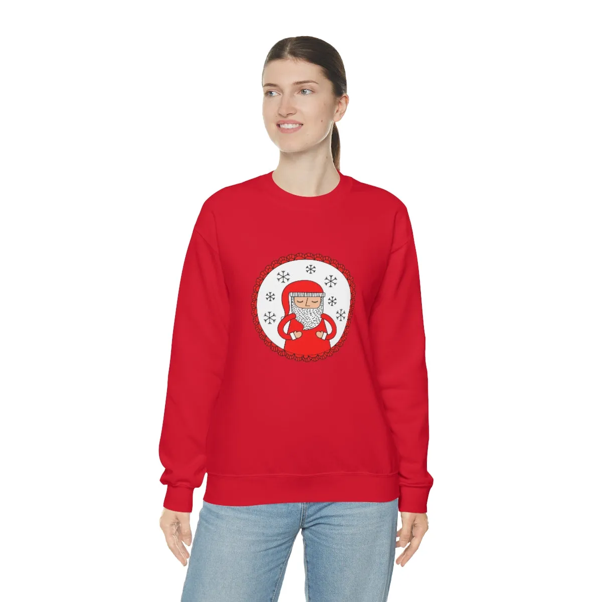 Minimalist Santa Claus Sweatshirt, Santa Sweatshirt, Trendy Noel Minimalist Christmas Sweatshirt, Xmas Santa Crewneck Top, Red Holiday Top