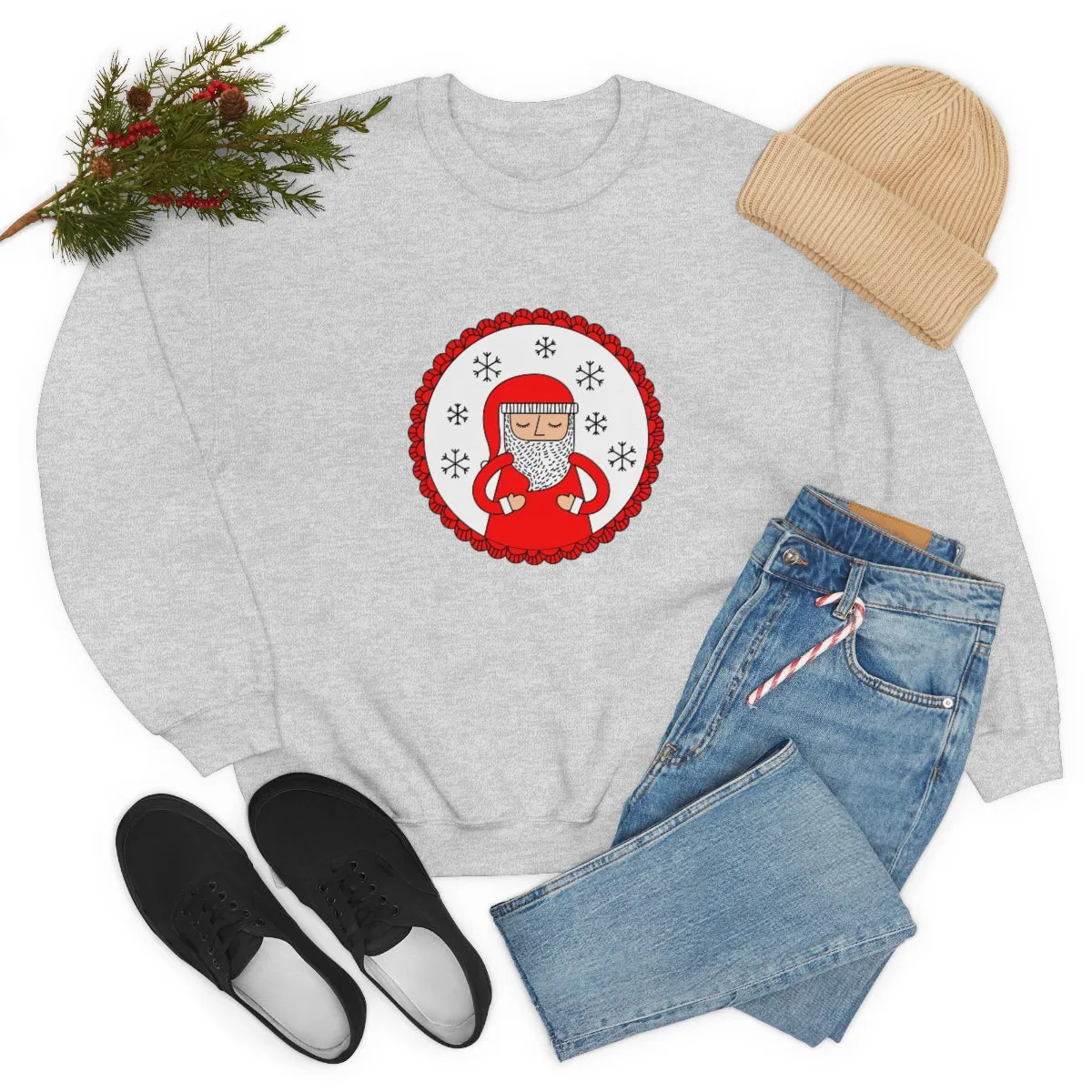Minimalist Santa Claus Sweatshirt, Santa Sweatshirt, Trendy Noel Minimalist Christmas Sweatshirt, Xmas Santa Crewneck Top, Red Holiday Top