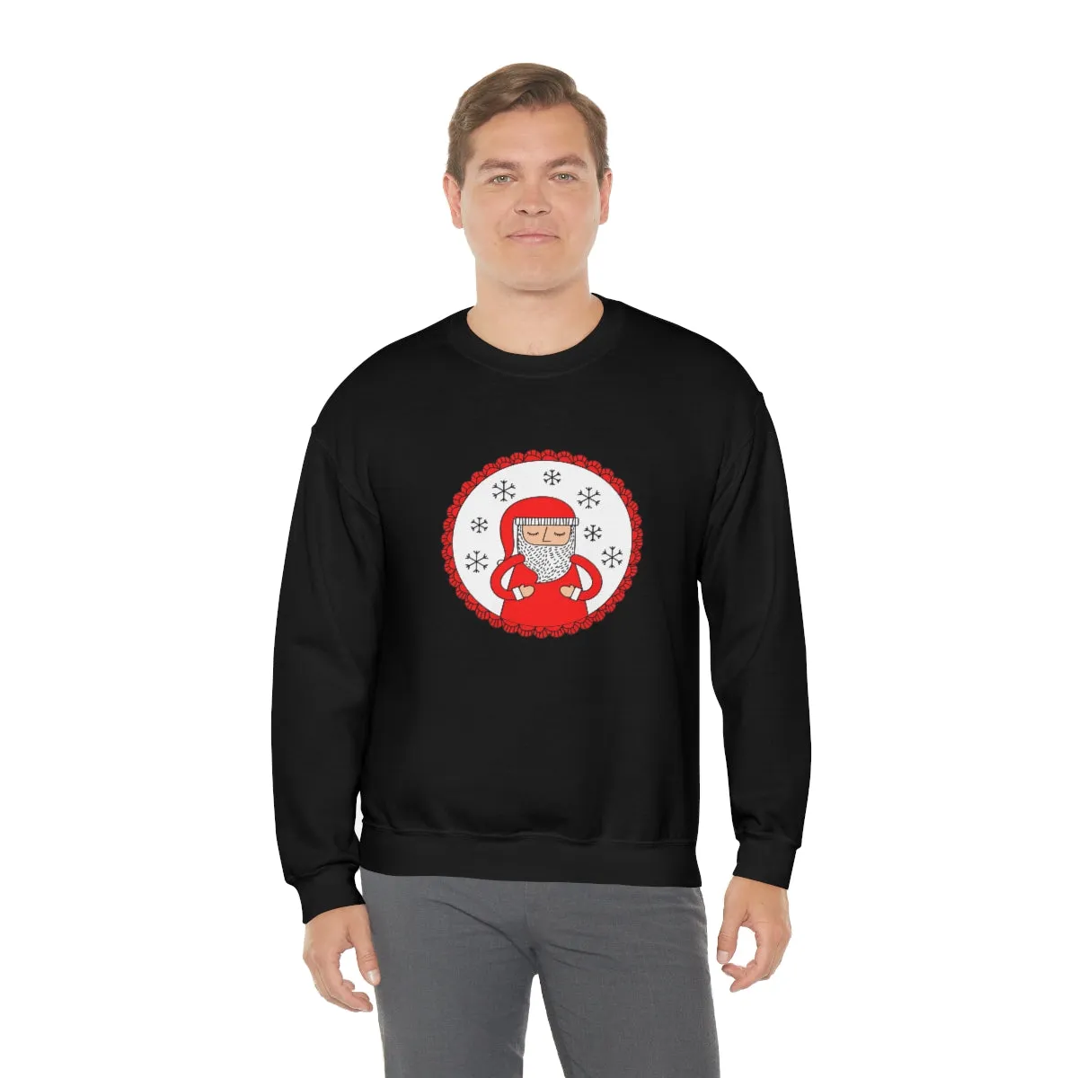 Minimalist Santa Claus Sweatshirt, Santa Sweatshirt, Trendy Noel Minimalist Christmas Sweatshirt, Xmas Santa Crewneck Top, Red Holiday Top