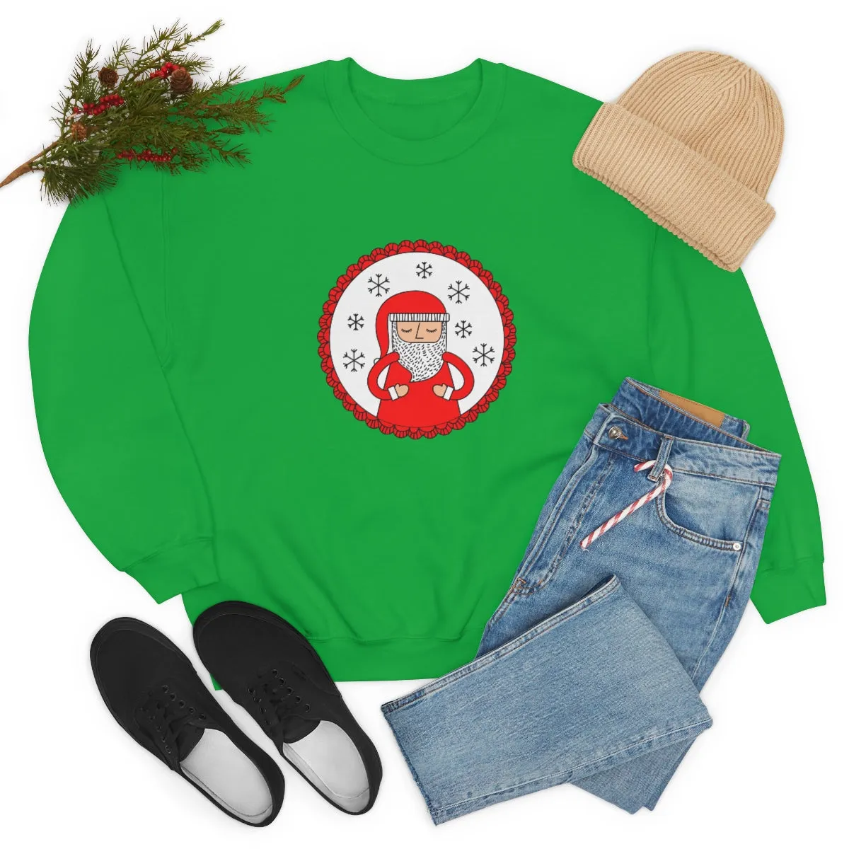 Minimalist Santa Claus Sweatshirt, Santa Sweatshirt, Trendy Noel Minimalist Christmas Sweatshirt, Xmas Santa Crewneck Top, Red Holiday Top