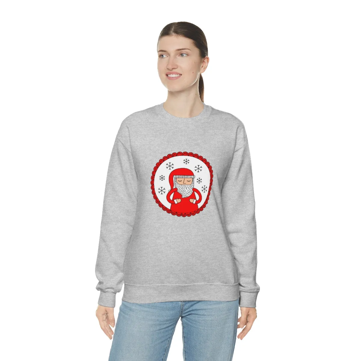 Minimalist Santa Claus Sweatshirt, Santa Sweatshirt, Trendy Noel Minimalist Christmas Sweatshirt, Xmas Santa Crewneck Top, Red Holiday Top
