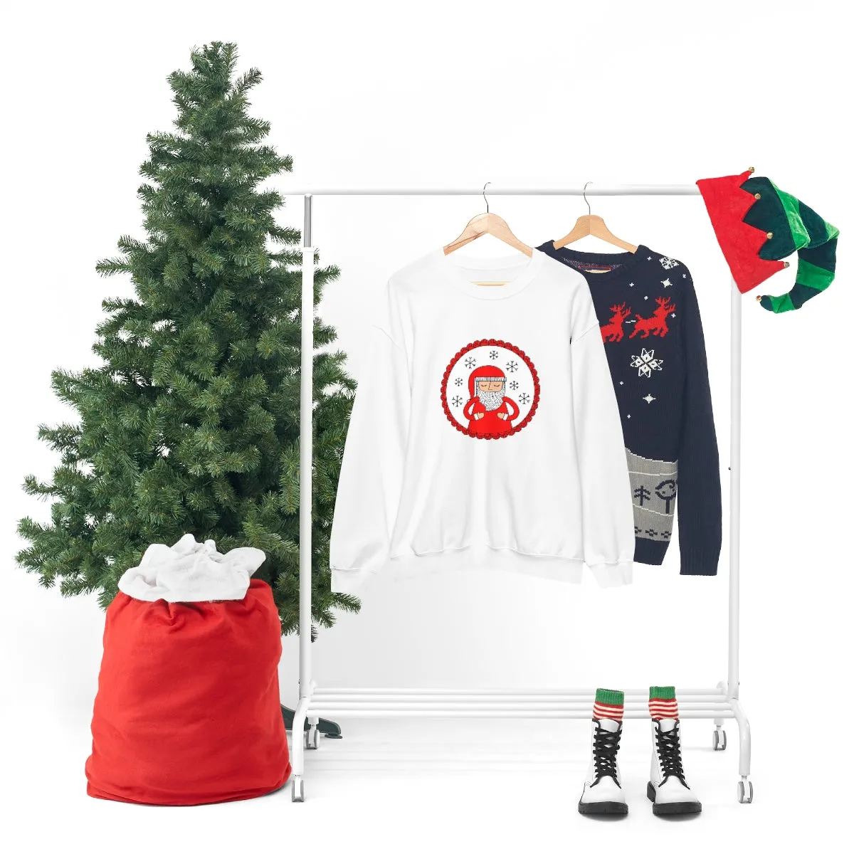 Minimalist Santa Claus Sweatshirt, Santa Sweatshirt, Trendy Noel Minimalist Christmas Sweatshirt, Xmas Santa Crewneck Top, Red Holiday Top