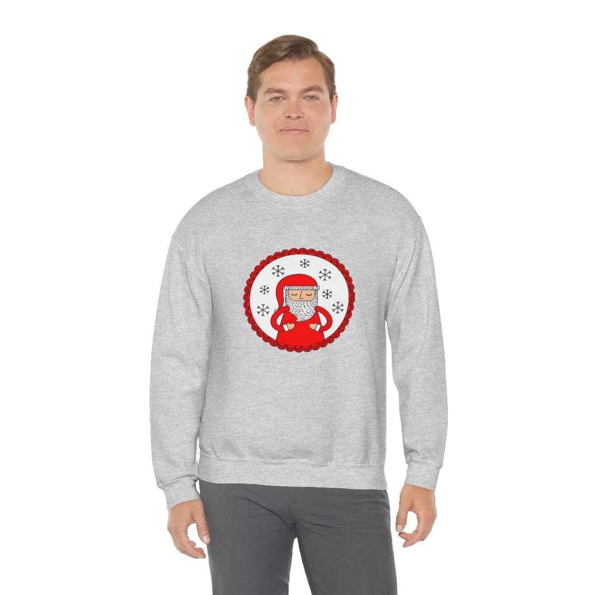 Minimalist Santa Claus Sweatshirt, Santa Sweatshirt, Trendy Noel Minimalist Christmas Sweatshirt, Xmas Santa Crewneck Top, Red Holiday Top
