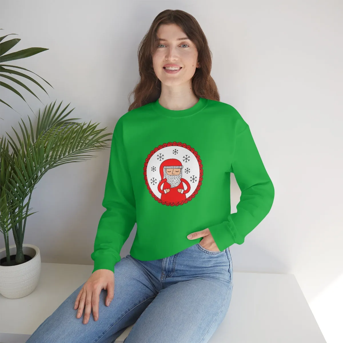 Minimalist Santa Claus Sweatshirt, Santa Sweatshirt, Trendy Noel Minimalist Christmas Sweatshirt, Xmas Santa Crewneck Top, Red Holiday Top