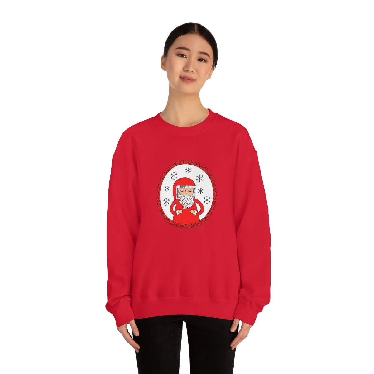 Minimalist Santa Claus Sweatshirt, Santa Sweatshirt, Trendy Noel Minimalist Christmas Sweatshirt, Xmas Santa Crewneck Top, Red Holiday Top