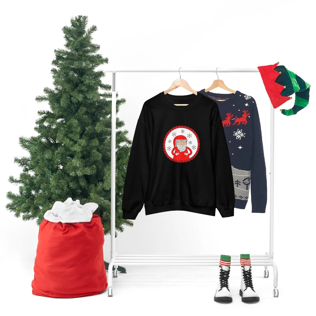 Minimalist Santa Claus Sweatshirt, Santa Sweatshirt, Trendy Noel Minimalist Christmas Sweatshirt, Xmas Santa Crewneck Top, Red Holiday Top