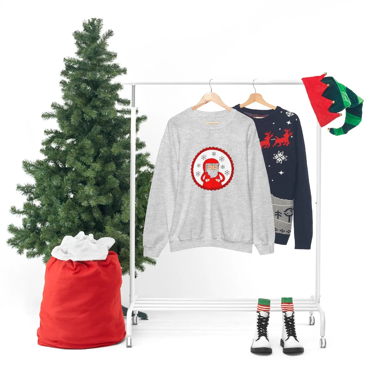 Minimalist Santa Claus Sweatshirt, Santa Sweatshirt, Trendy Noel Minimalist Christmas Sweatshirt, Xmas Santa Crewneck Top, Red Holiday Top