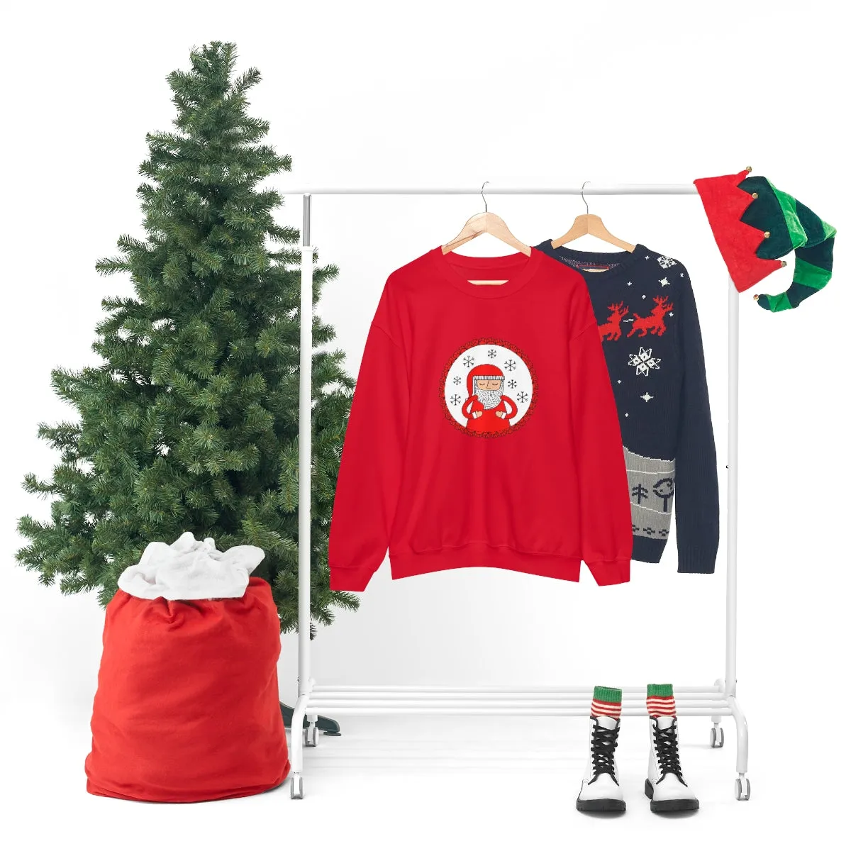 Minimalist Santa Claus Sweatshirt, Santa Sweatshirt, Trendy Noel Minimalist Christmas Sweatshirt, Xmas Santa Crewneck Top, Red Holiday Top