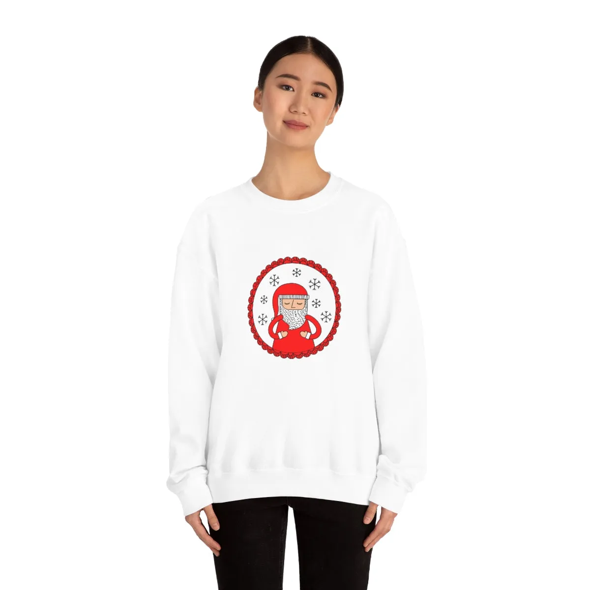 Minimalist Santa Claus Sweatshirt, Santa Sweatshirt, Trendy Noel Minimalist Christmas Sweatshirt, Xmas Santa Crewneck Top, Red Holiday Top