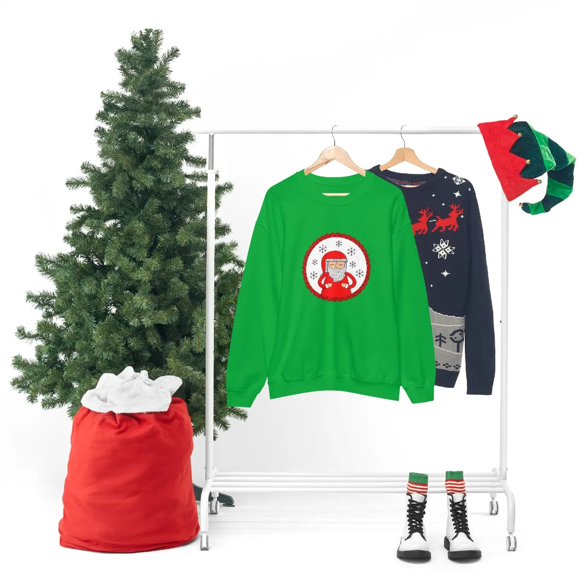 Minimalist Santa Claus Sweatshirt, Santa Sweatshirt, Trendy Noel Minimalist Christmas Sweatshirt, Xmas Santa Crewneck Top, Red Holiday Top