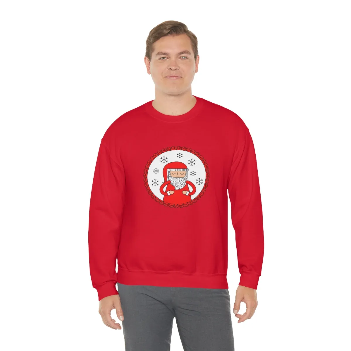 Minimalist Santa Claus Sweatshirt, Santa Sweatshirt, Trendy Noel Minimalist Christmas Sweatshirt, Xmas Santa Crewneck Top, Red Holiday Top